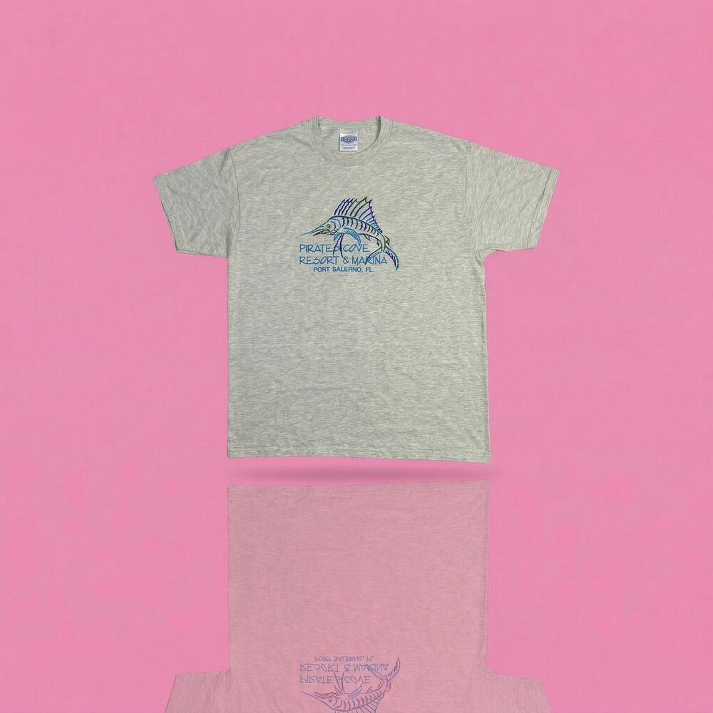 Vintage 90s Pirates Cove Resort Marlin T-Shirt XL, Single Stitch Made in USA